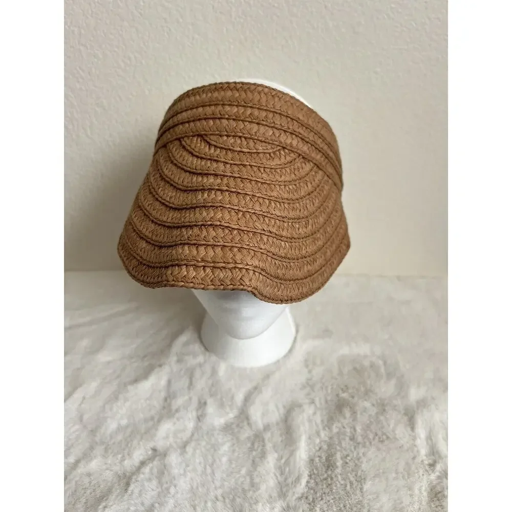 Madewell Womens Packabale Visor Hat Straw Brown Adjustable Beach One Size - Picture 5 of 10